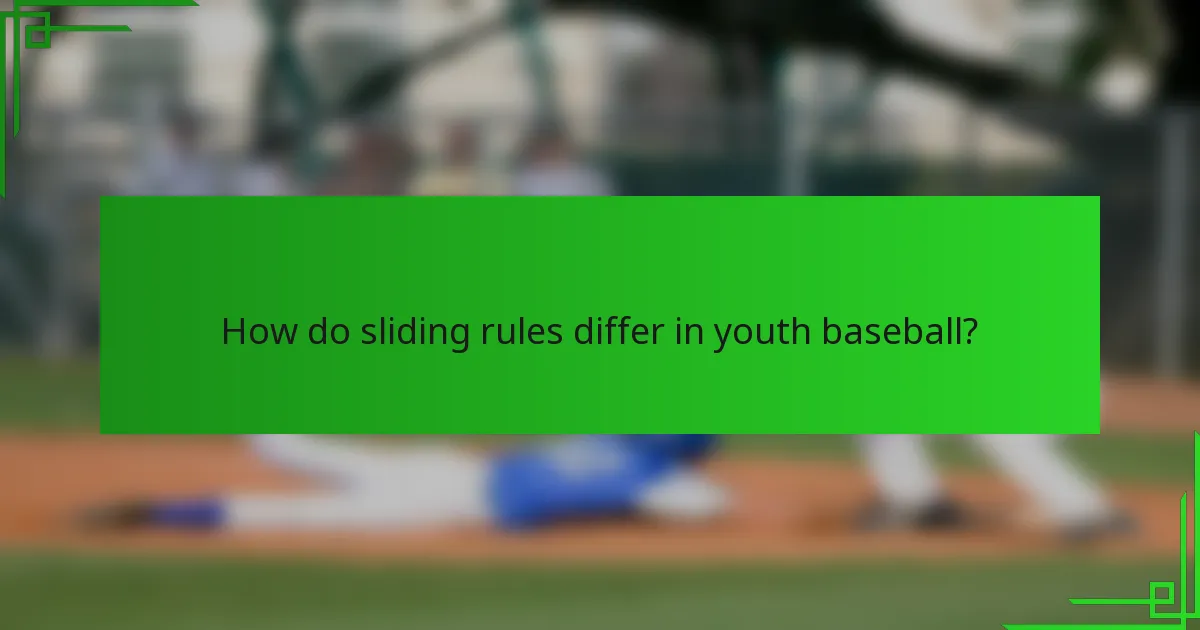 How do sliding rules differ in youth baseball?