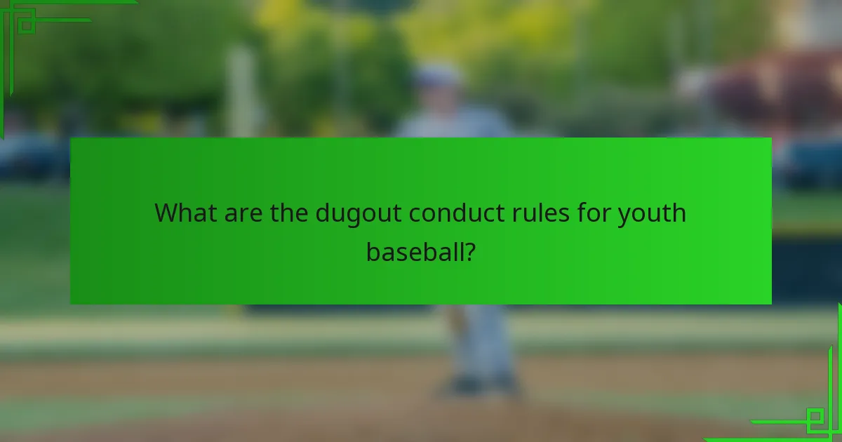 What are the dugout conduct rules for youth baseball?