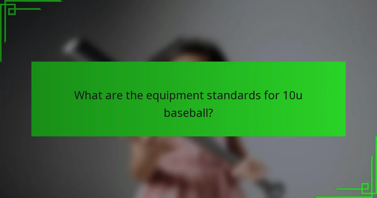 What are the equipment standards for 10u baseball?