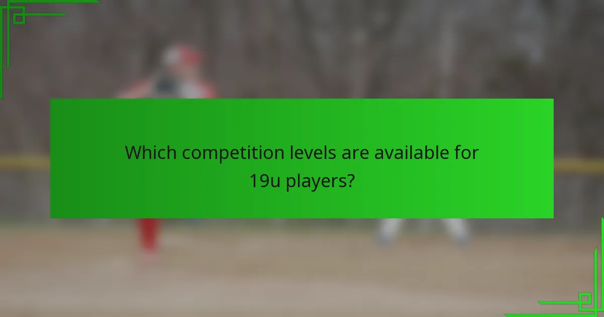 Which competition levels are available for 19u players?